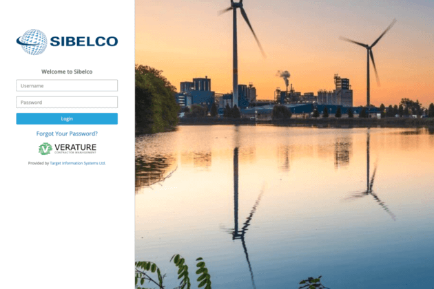 Image of Sibelco logo with a login screen