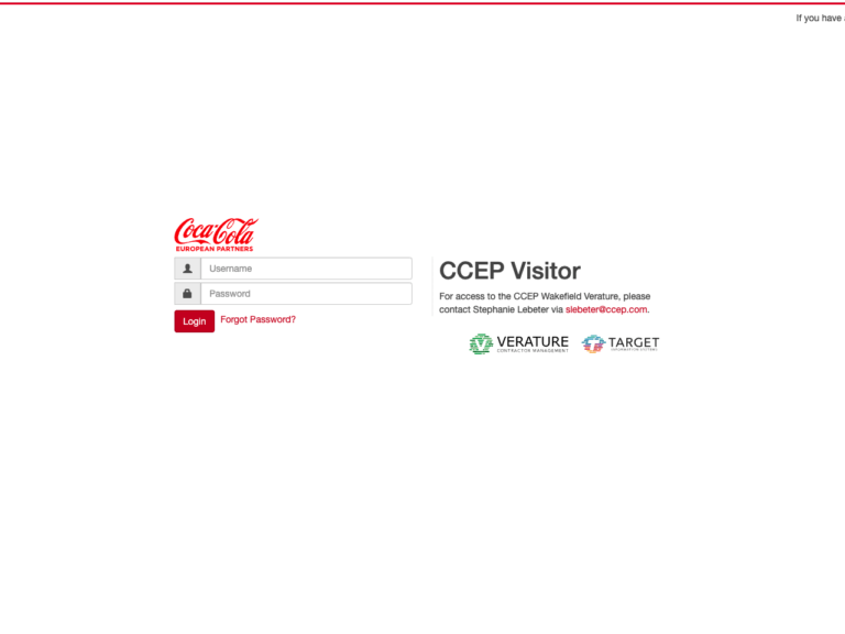 CocaCola Europacific Partners logo and a login screen
