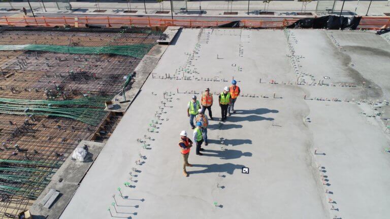 Photo of a team of construction workers on a building site