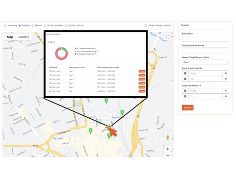 Verature project dashboard map