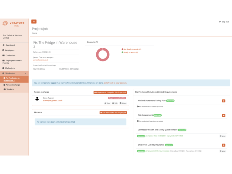 Verature project dashboard